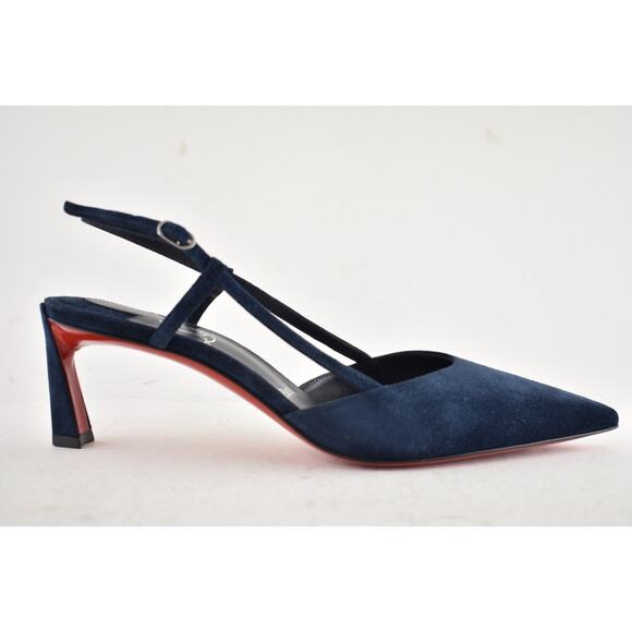 Christian Louboutin Condoroline 55 Marine Blue Slingback Strap Heel Pump 35.5 - Picture 2 of 14